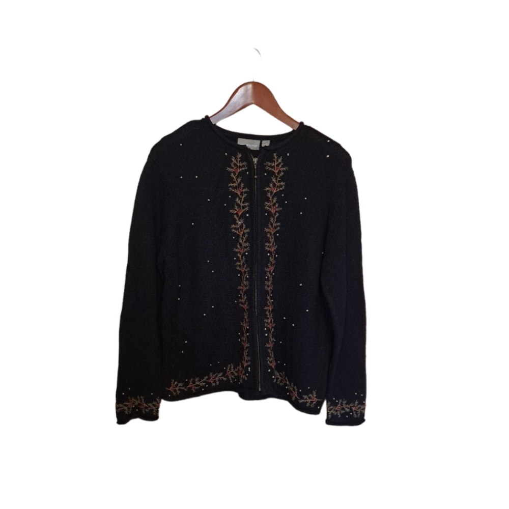 NWT Womens Croft & Barrow Knit Zip Up Sweater Fall Holiday Size S